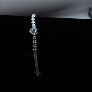 Silver heart tennis bracelet